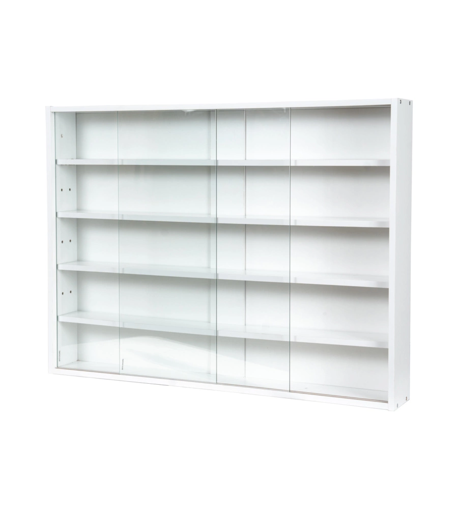 VETRINETTA ESPOSITORE PER COLLEZIONISMO BELLAHOME BIANCO CON ANTE IN VETRO TEMPERATO 80X11X60 CM